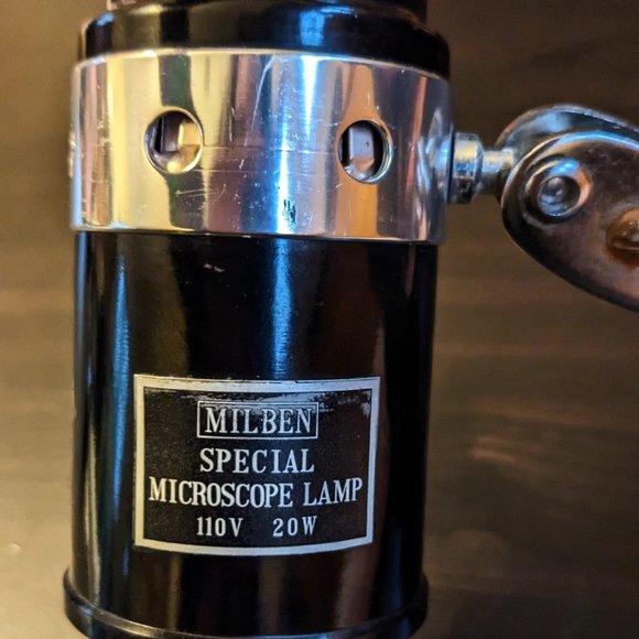 Rare Vintage (mid 19th Century) Field Microscope & Blue Light Lamp by Milben - Picture 5 of 15